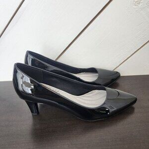NEW Easy Street Pointe Womens 5.5 M Black Faux Patent Pumps Black 3CT